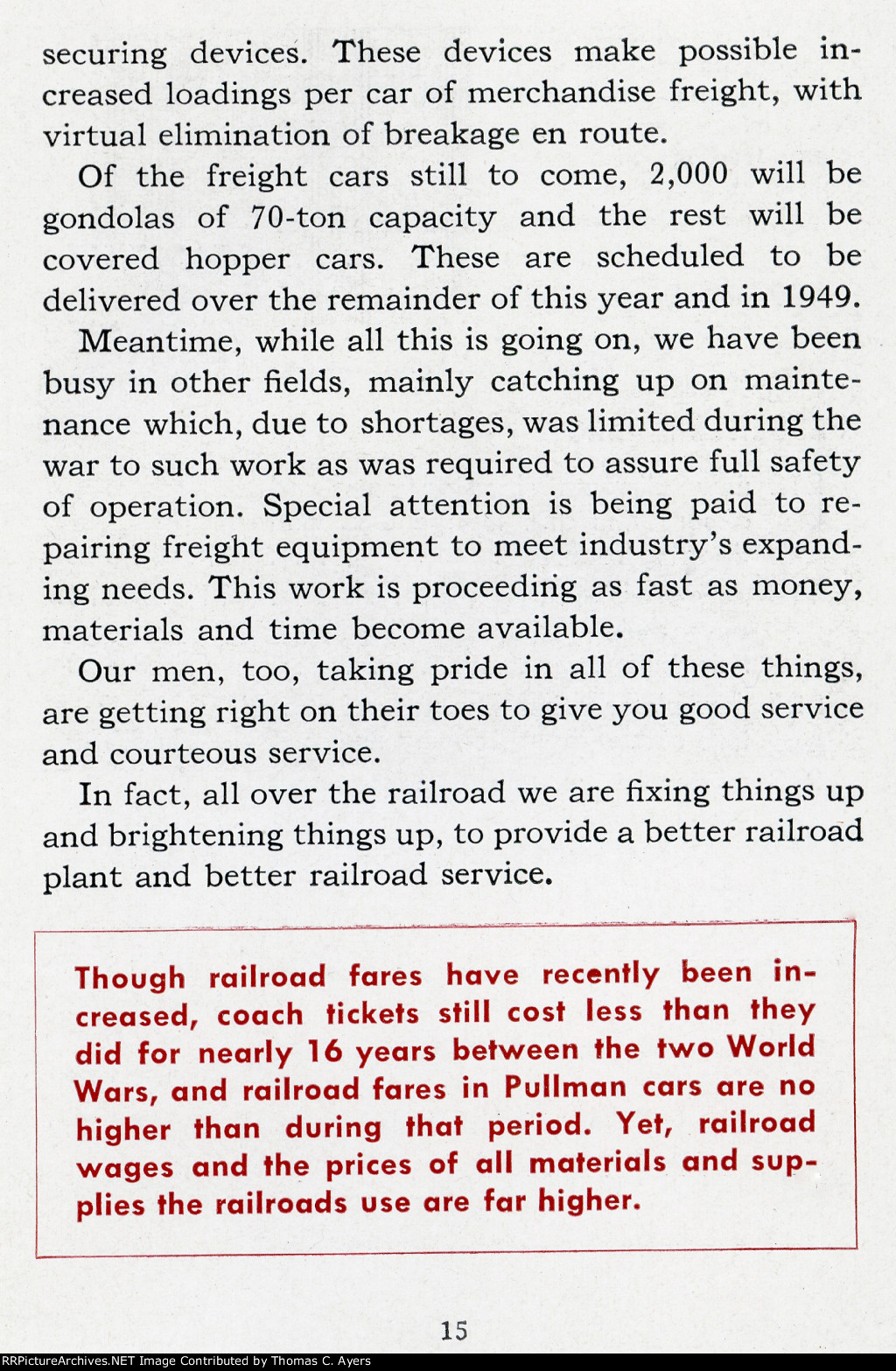 "Train Talks," Page 15, 1948